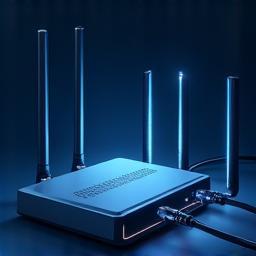 Wireless modem and router with internet connection graphic